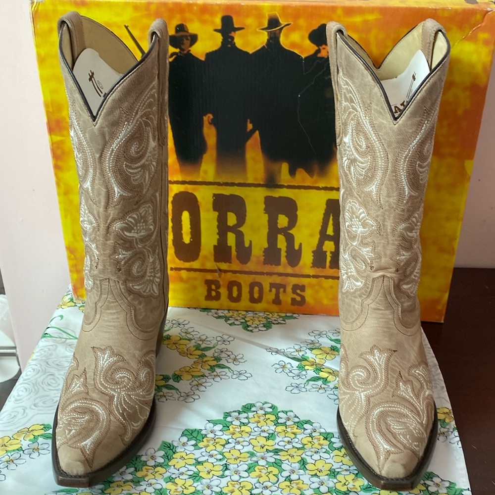 Corral Beige Cowboy Boots Leather